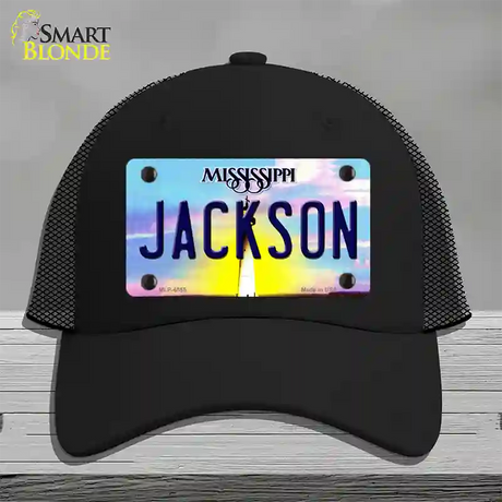 Jackson Mississippi Novelty License Plate Hat Mesh / Black