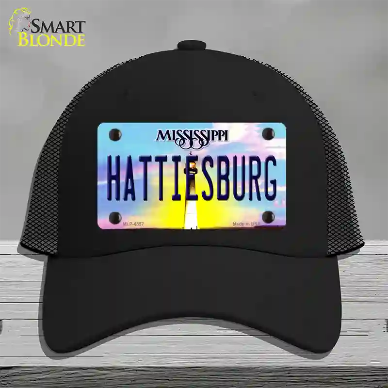 Hattiesburg Mississippi Novelty License Plate Hat Mesh / Black