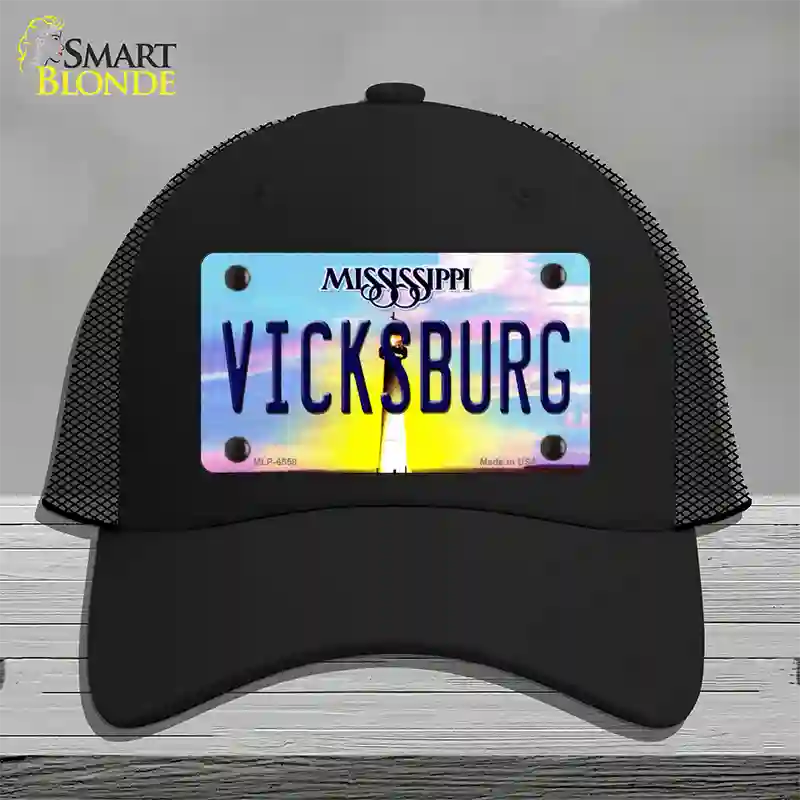 Vicksburg Mississippi Novelty License Plate Hat Mesh / Black