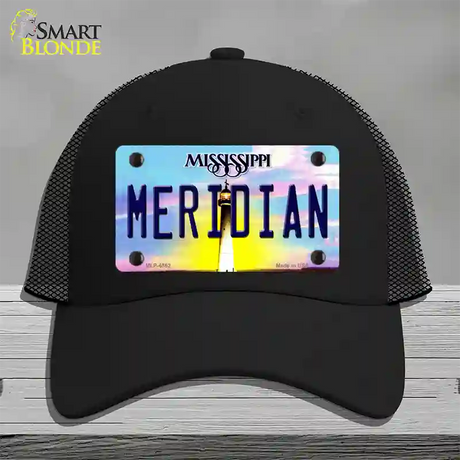 Meridian Mississippi Novelty License Plate Hat Mesh / Black