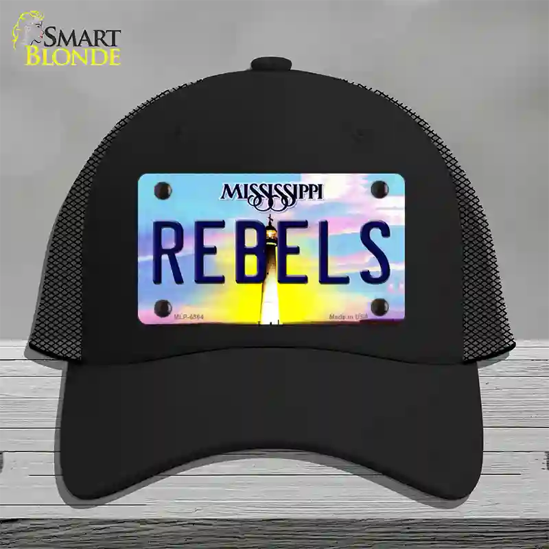 Rebels Mississippi Novelty License Plate Hat Mesh / Black