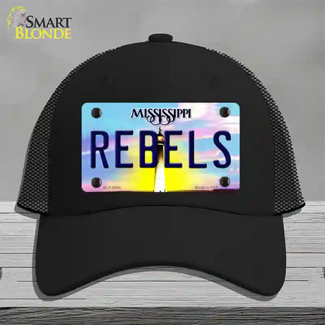 Rebels Mississippi Novelty License Plate Hat Mesh / Black