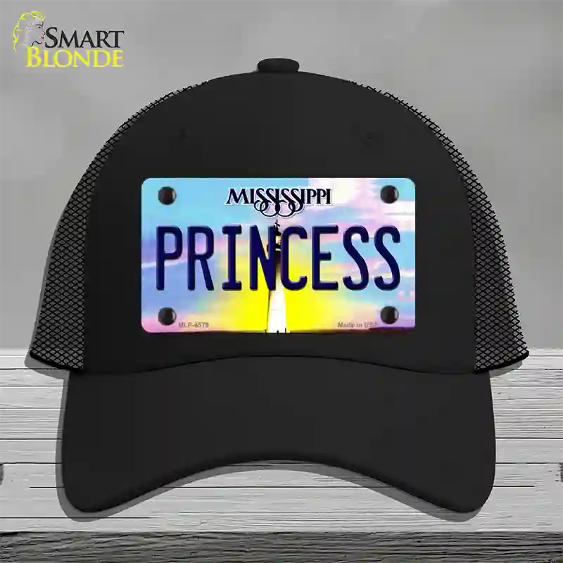 Princess Mississippi Novelty License Plate Hat Mesh / Black