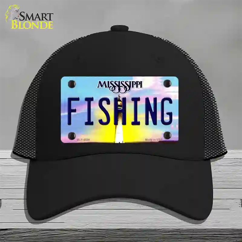 Fishing Mississippi Novelty License Plate Hat Mesh / Black