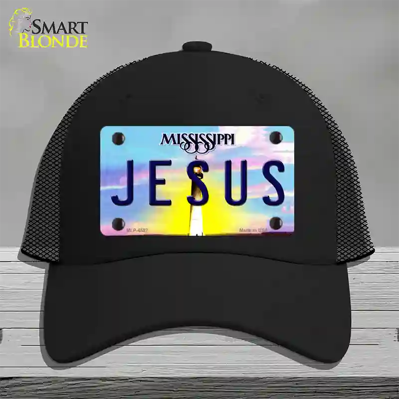 Jesus Mississippi Novelty License Plate Hat Mesh / Black