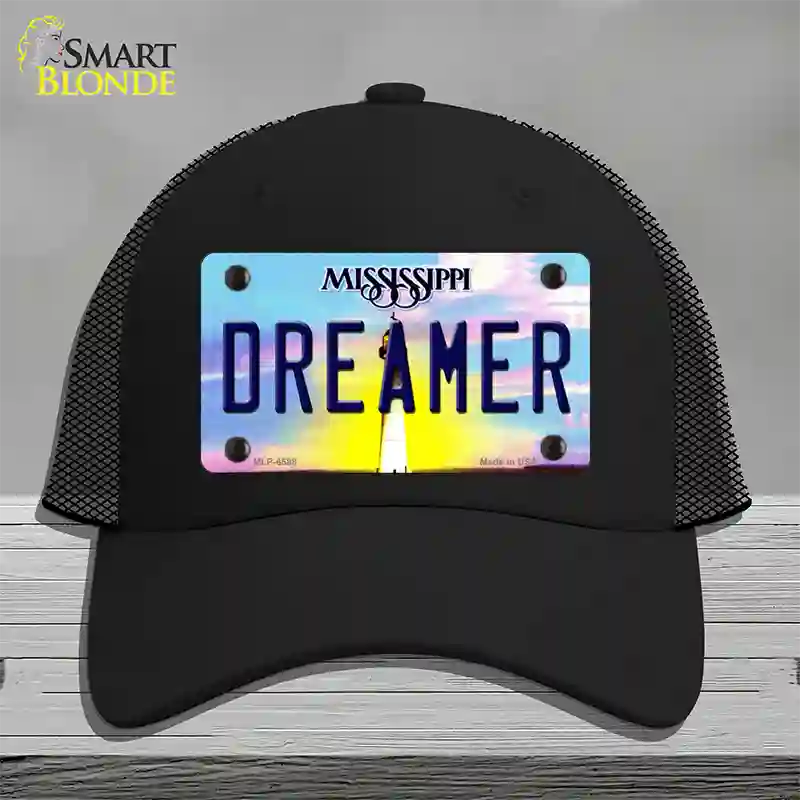 Dreamer Mississippi Novelty License Plate Hat Mesh / Black