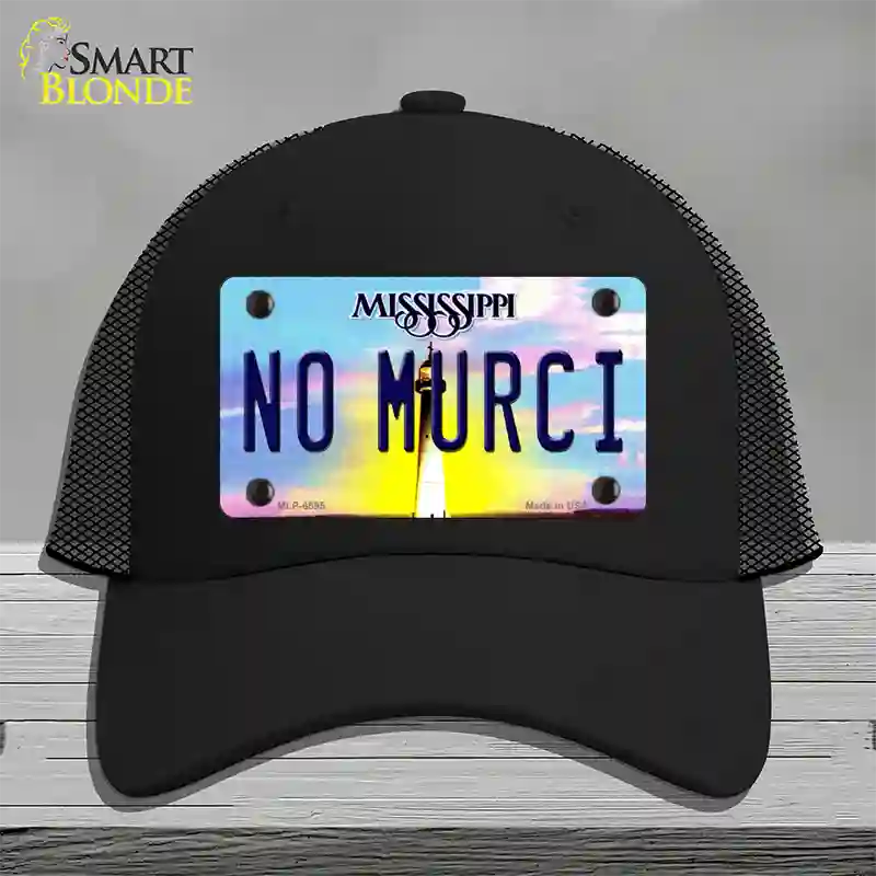 No Murci Mississippi Novelty License Plate Hat Mesh / Black