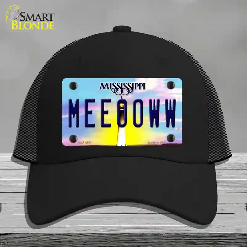 Meeooww Mississippi Novelty License Plate Hat Mesh / Black