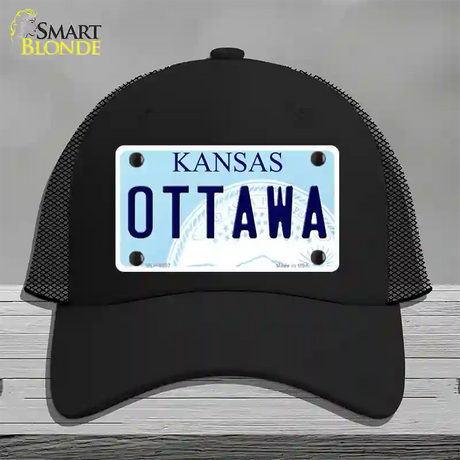 Ottawa Kansas Novelty License Plate Hat Mesh / Black