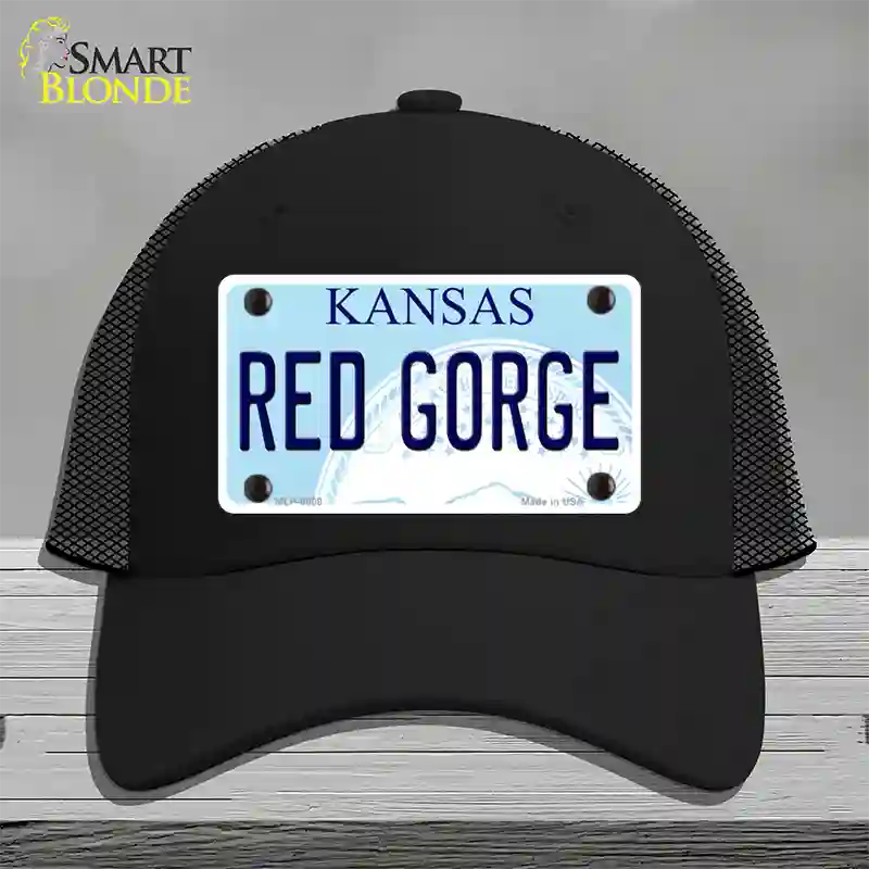 Red Gorge Kansas Novelty License Plate Hat Mesh / Black