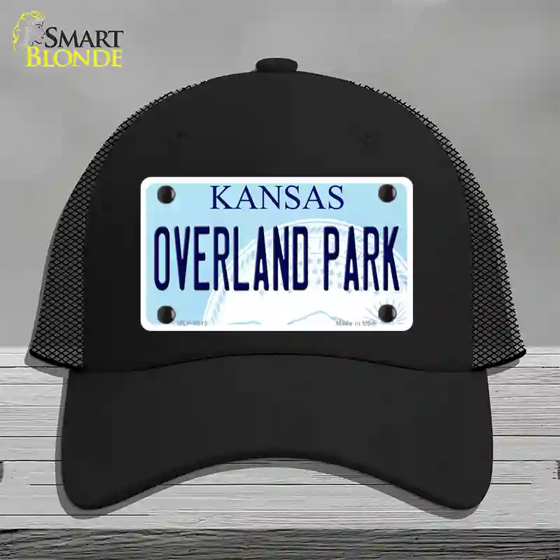 Overland Park Kansas Novelty License Plate Hat Mesh / Black