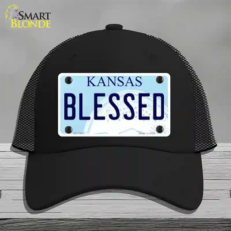 Blessed Kansas Novelty License Plate Hat Mesh / Black