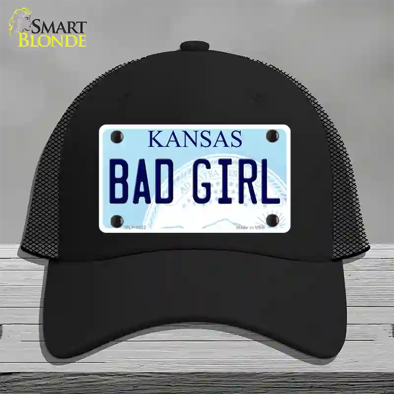 Bad Girl Kansas Novelty License Plate Hat Mesh / Black