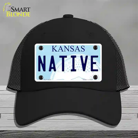 Native Kansas Novelty License Plate Hat Mesh / Black