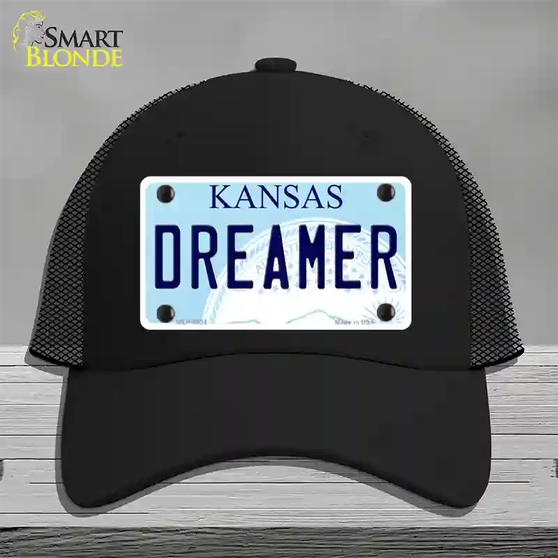 Dreamer Kansas Novelty License Plate Hat Mesh / Black