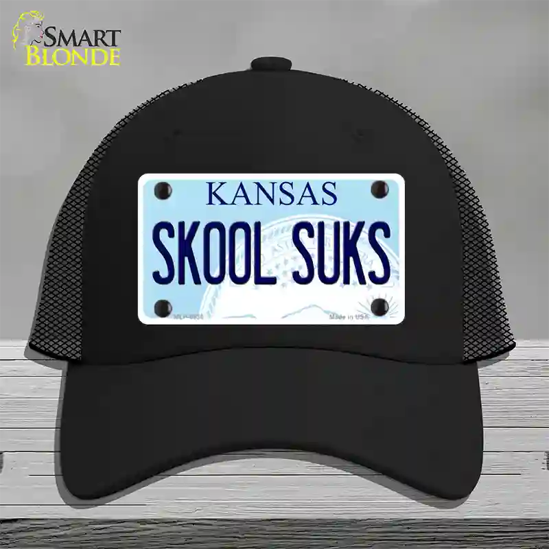 Skool Suks Kansas Novelty License Plate Hat Mesh / Black