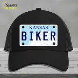 Biker Kansas Novelty License Plate Hat Mesh / Black