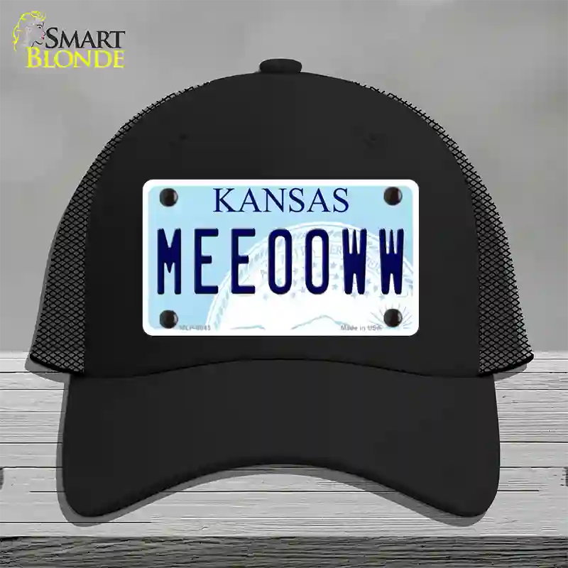 Meeooww Kansas Novelty License Plate Hat Mesh / Black