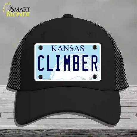 Climber Kansas Novelty License Plate Hat Mesh / Black