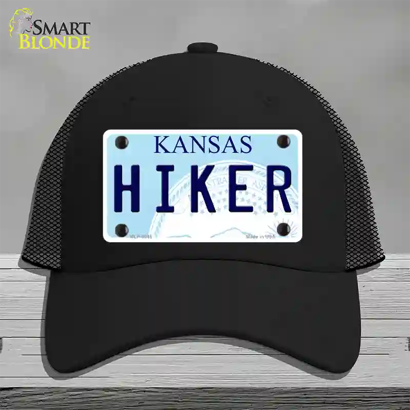 Hiker Kansas Novelty License Plate Hat Mesh / Black