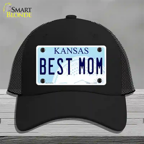 Best Mom Kansas Novelty License Plate Hat Mesh / Black