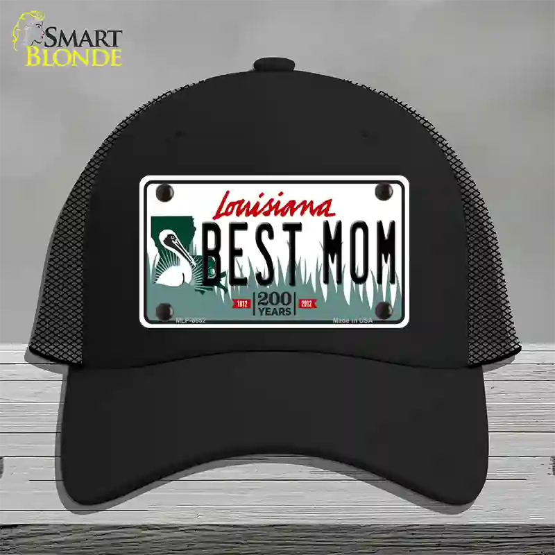 Best Mom Louisiana Novelty License Plate Hat Mesh / Black