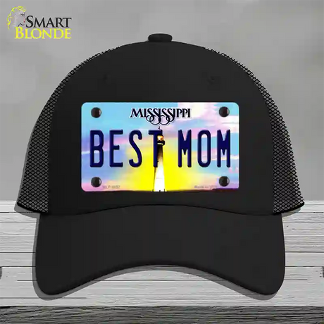 Best Mom Mississippi Novelty License Plate Hat Mesh / Black