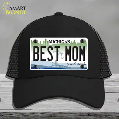 Best Mom Michigan Novelty License Plate Hat Mesh / Black