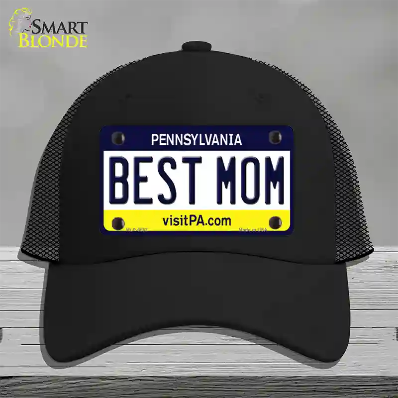 Best Mom Pennsylvania State Novelty License Plate Hat Mesh / Black