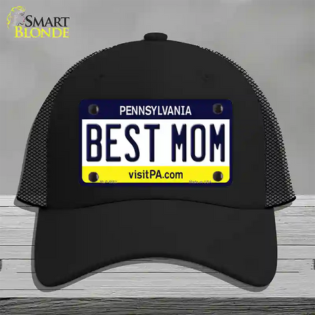 Best Mom Pennsylvania State Novelty License Plate Hat Mesh / Black