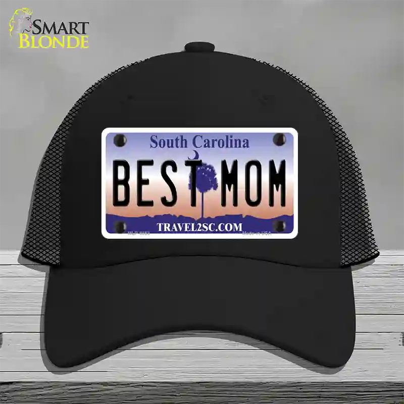 Best Mom South Carolina Novelty License Plate Hat Mesh / Black