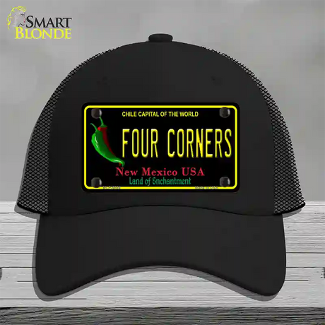 Four Corners Black New Mexico Novelty License Plate Hat Mesh / Black