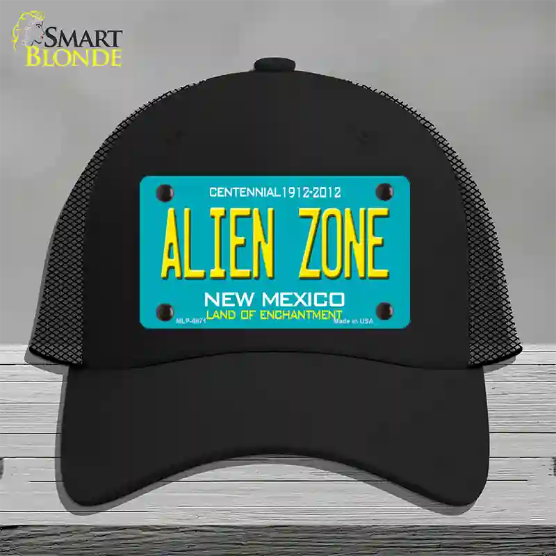 Alien Zone New Mexico State Novelty License Plate Hat Mesh / Black