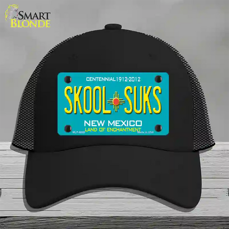 Skool Suks New Mexico Novelty License Plate Hat Mesh / Black