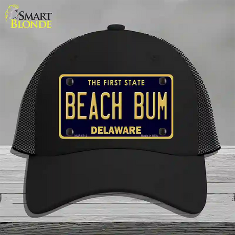 Beach Bum Delaware Novelty License Plate Hat Mesh / Black