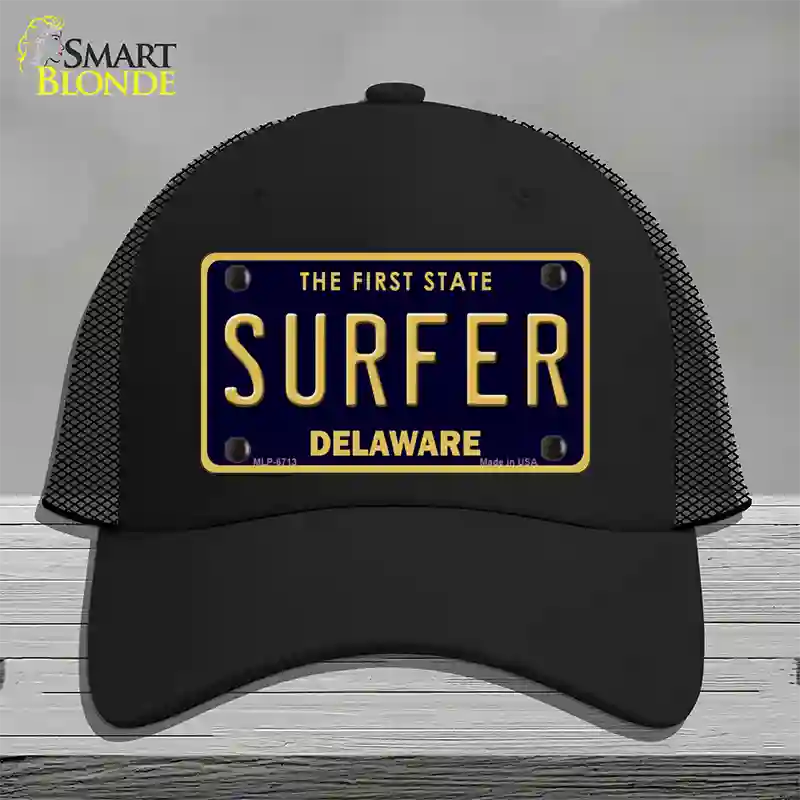 Surfer Delaware Novelty License Plate Hat Mesh / Black