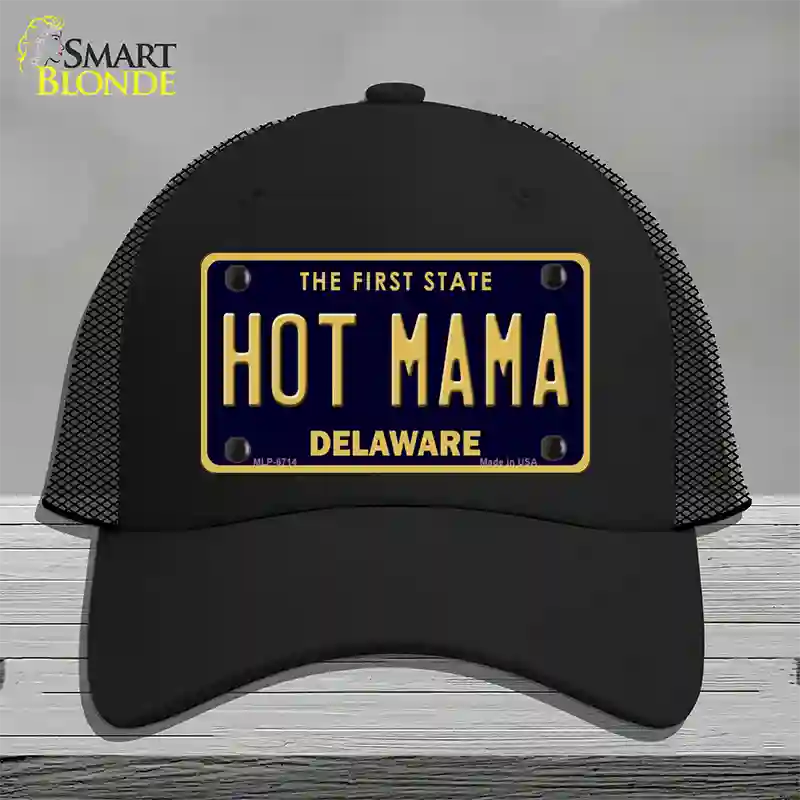 Hot Mama Delaware Novelty License Plate Hat Mesh / Black