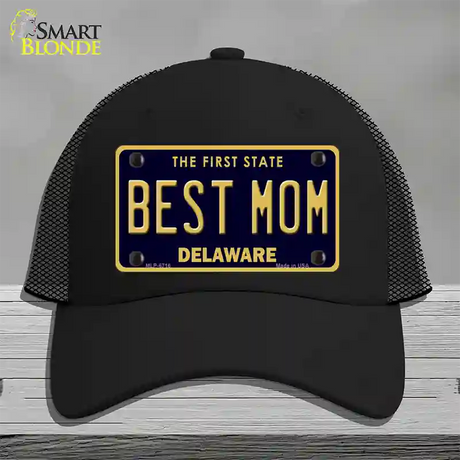 Best Mom Delaware Novelty License Plate Hat Mesh / Black