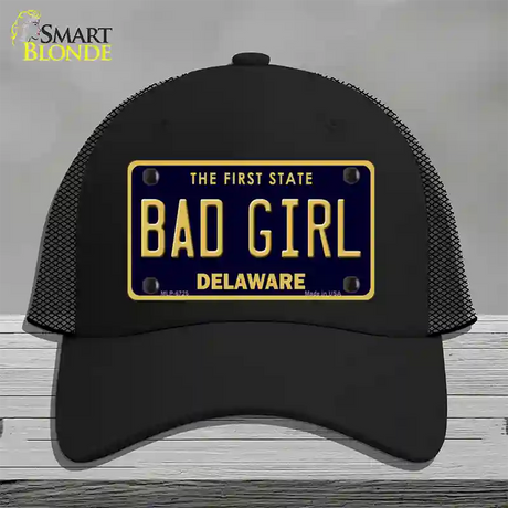 Bad Girl Delaware Novelty License Plate Hat Mesh / Black