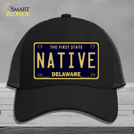 Native Delaware Novelty License Plate Hat Mesh / Black