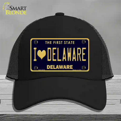 I Love Delaware Novelty License Plate Hat Mesh / Black