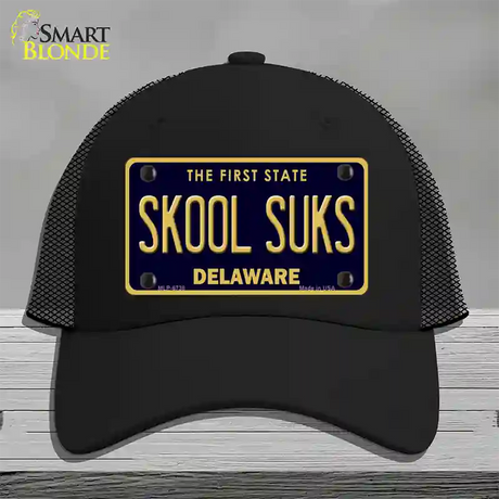 Skool Suks Delaware Novelty License Plate Hat Mesh / Black