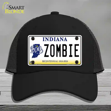 Zombie Indiana Novelty License Plate Hat Mesh / Black