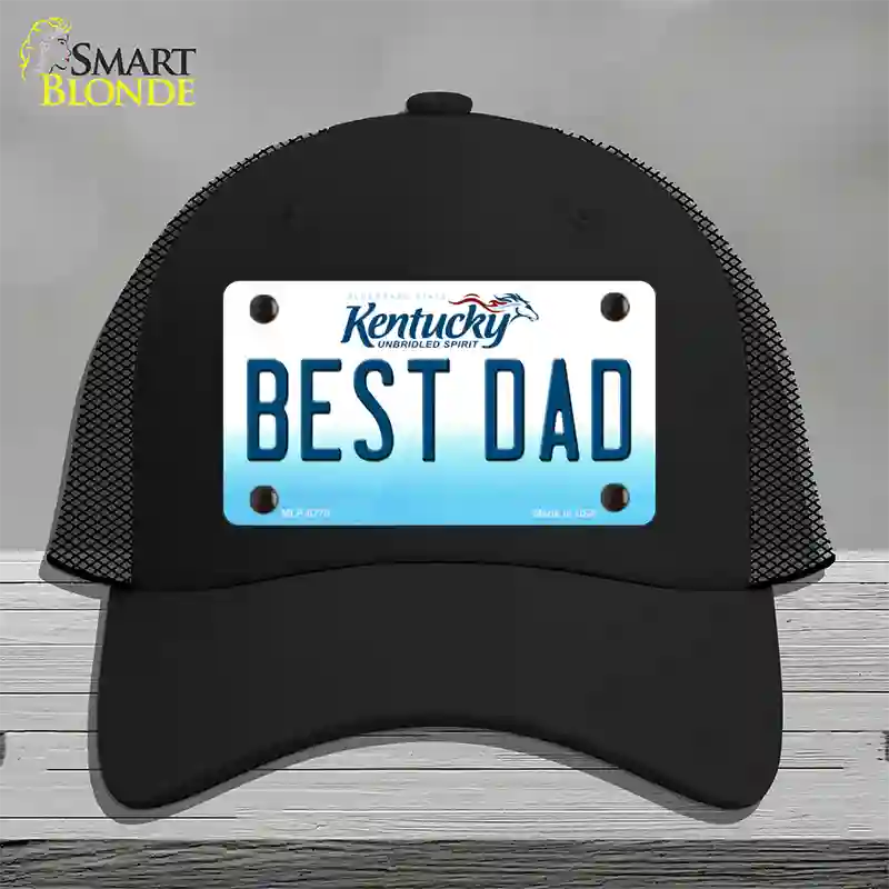 Best Dad Kentucky Novelty License Plate Hat Mesh / Black