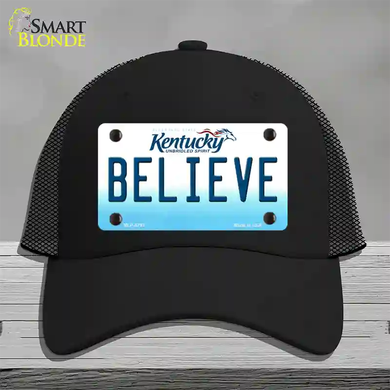 Believe Kentucky Novelty License Plate Hat Mesh / Black