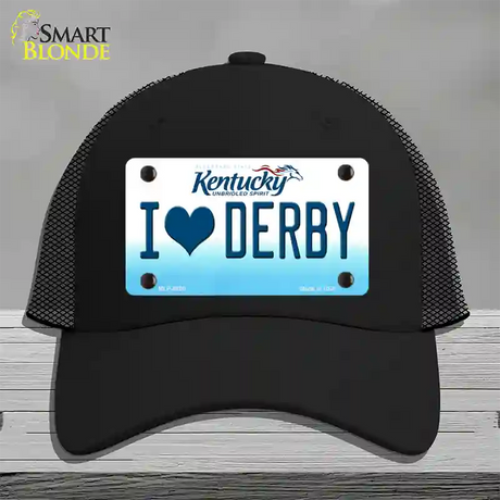 I Love Derby Kentucky Novelty License Plate Hat Mesh / Black