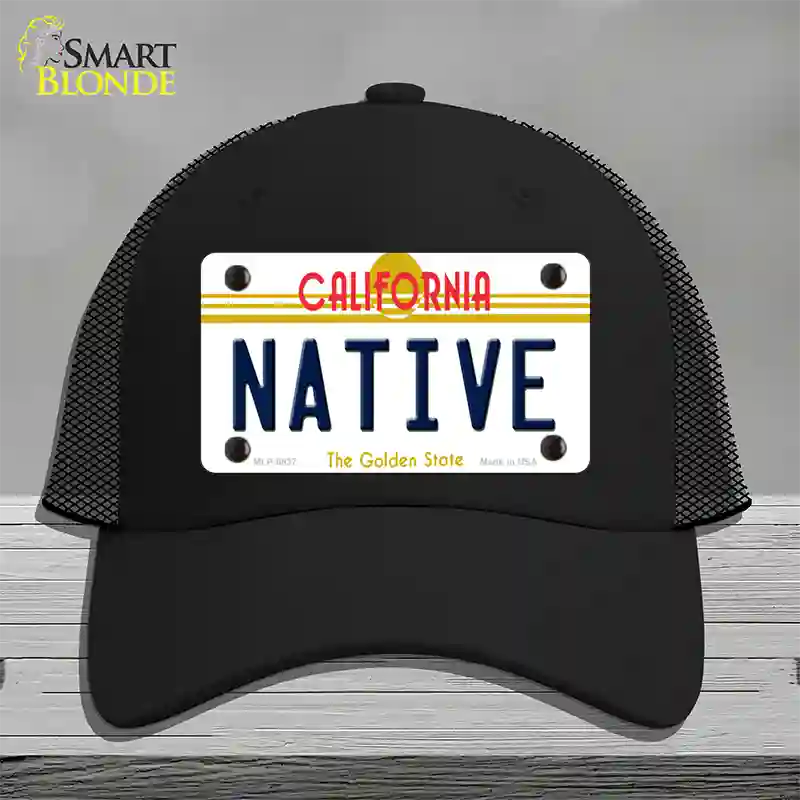 Native California Novelty License Plate Hat Mesh / Black