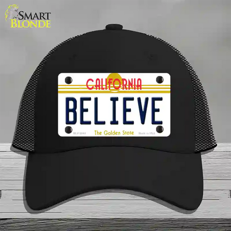 Believe California Novelty License Plate Hat Mesh / Black