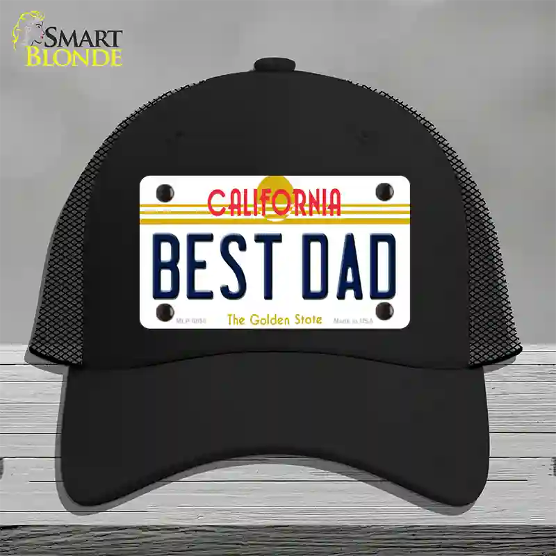 Best Dad California Novelty License Plate Hat Mesh / Black