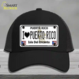 I Heart Puerto Rico Novelty License Plate Hat Mesh / Black